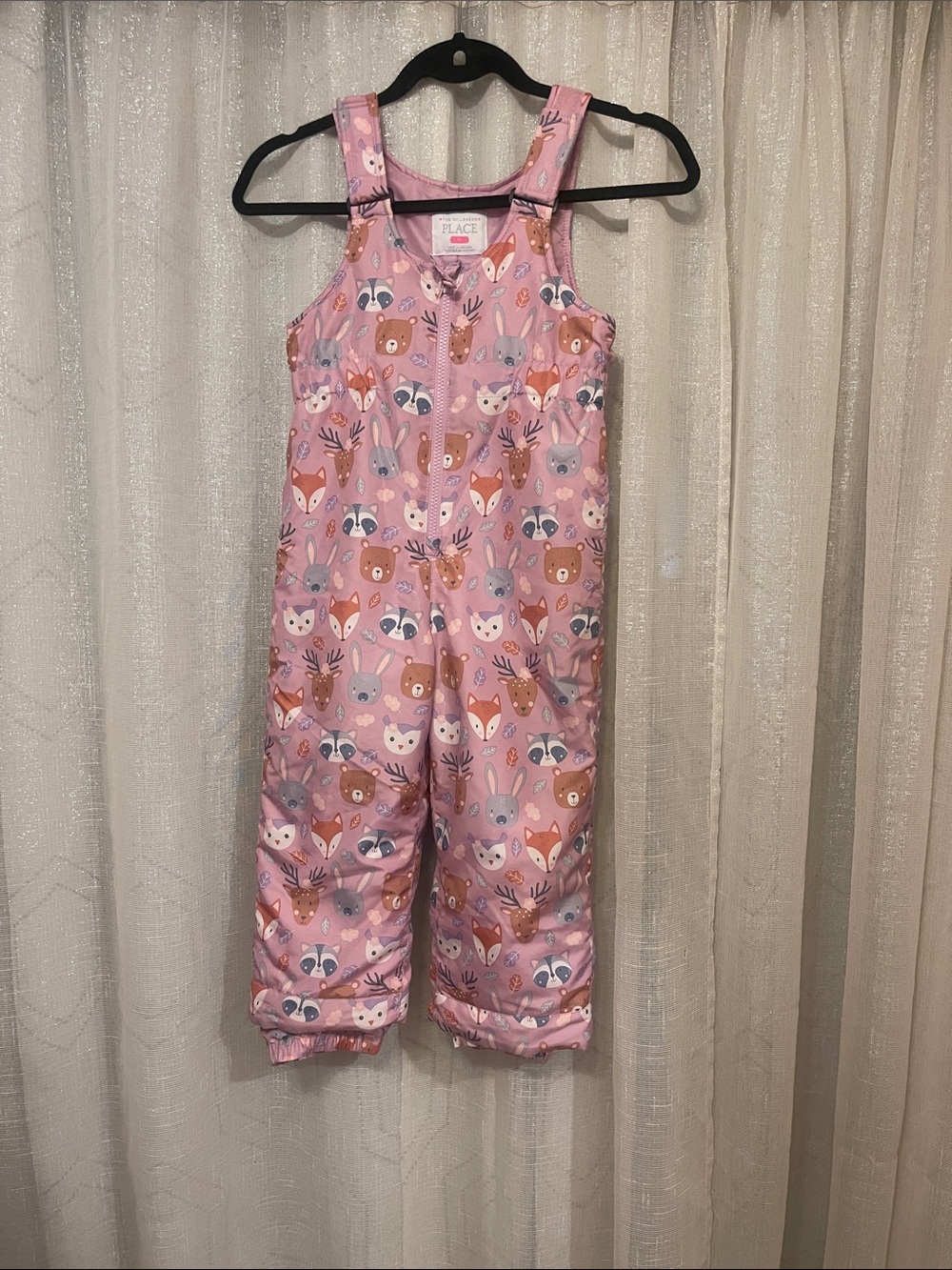 The Children's Place Pink Woodland Animal Print Kids Jacket Velcro Strap
